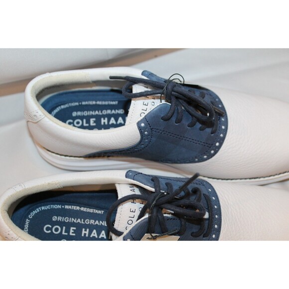 Cole Haan OG Original Grand Saddle‎ Leather Golf Shoes Size 8 White Blue NWOB - Picture 3 of 7